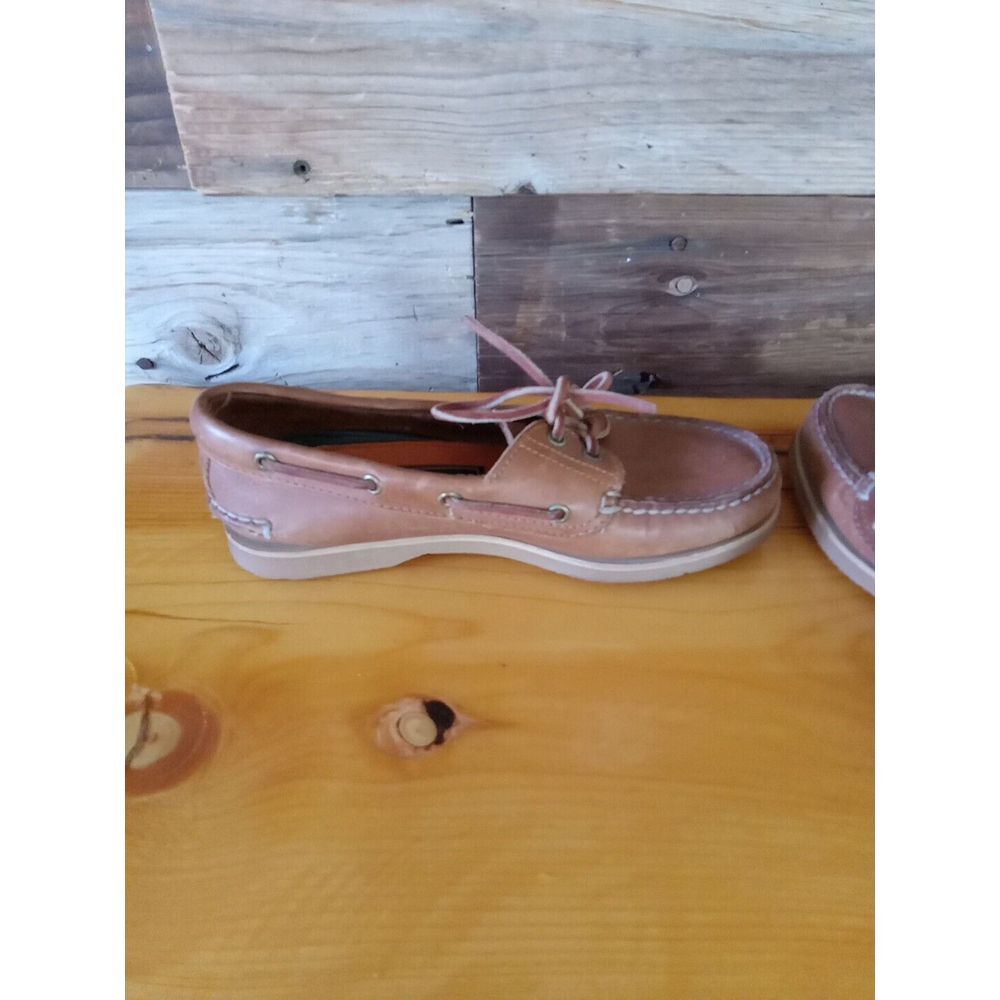 Timberland Boat Shoes Womens 5.5 Flats Slip On M3947R Brown Leather Moc Toe - Picture 5 of 9